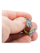 Or jaune 8 carats 333 Zircon des boucles d'oreilles vec021x-zi Russe Soviétique URSS Artisanat vintage Art Deco style